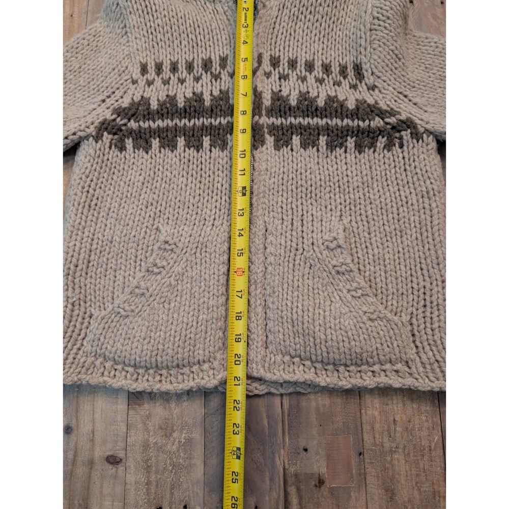 VTG Abercrombie & Fitch Wool Sweater Womens L Chunky Knit Fair Isle Full Zip 90s - Picture 4 of 8